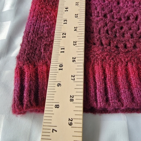 Eddie Bauer Ombre Crochet Open Front Burgundy Women's Sweater Size S - Picture 6 of 8